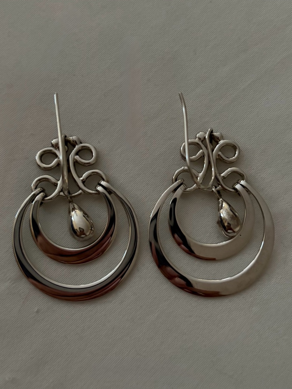 Sterling Silver ATI Mexico Dangle Drop Half Circle Earrings